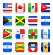 Square Flag icon collection - North and Central America