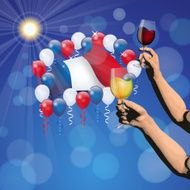 Bastille day background French flag and balloons Cheers