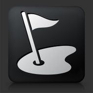 Black Square Button with Golf Field Icon