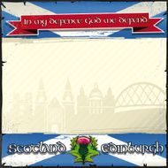 SCOTLAND square grunge background with national landmarks