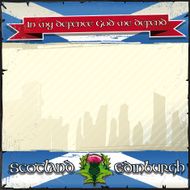 SCOTLAND square grunge background with national landmarks N2