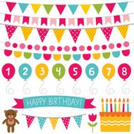 Kid birthday party vector decoration set