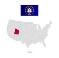Flag of Utah and location on U S map