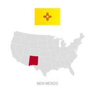 Flag of New Mexico and location on U S map