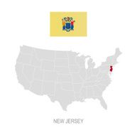 Flag of New Jersey and location on U S map