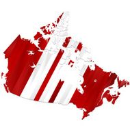 Canada striped flag map on white background