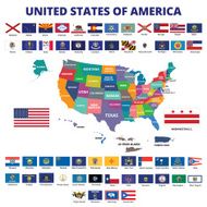 USA Map and State Flags