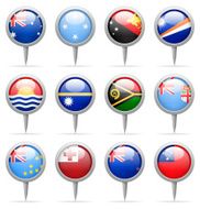 Round flag pins - Australia and Oceania