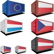 Cargo containers with flag designs
