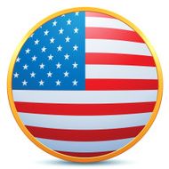 USA Flag Gold Button