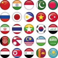 Asiatic Flags Round Icons