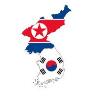 North Korean and South map flag banner country border