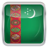 Glossy Button - Flag of Turkmenistan N3