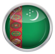 Glossy Button - Flag of Turkmenistan N4