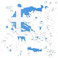 Greece flag map on white background