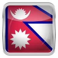 Glossy Button - Flag of Nepal N3