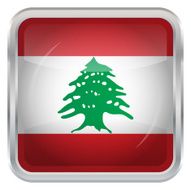 Glossy Button - Flag of Lebanon N3
