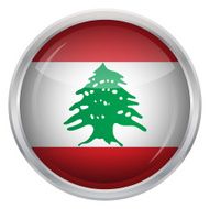 Glossy Button - Flag of Lebanon N4