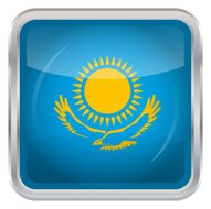 Glossy Button - Flag of Kazakhstan N3