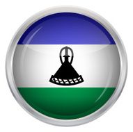 Glossy Button - Flag of Lesotho N4