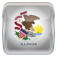 Glossy Button - Flag of Illinois N3