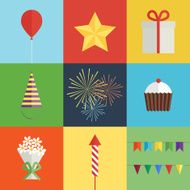 Birthday party icons set N2