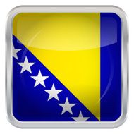 Glossy Button - Flag of Bosnia and Herzegovina N3