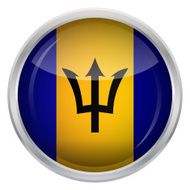 Glossy Button - Flag of Barbados N4