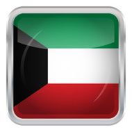 Glossy Button - Flag of Kuwait N3