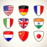 set of shields with flags