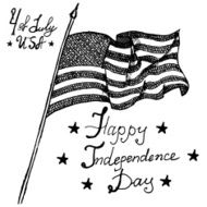 Usa waving flag American symbol forth of july Handdrawn sketch N2