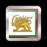 Variant Flag of Iran with Lion Emblem Metallic Icon Squ