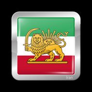 Variant Flag of Iran with Lion Emblem Metallic Icon Squ N3