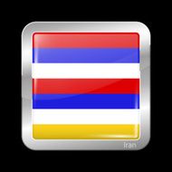 Imperial Variant Flag of Iran Metallic Icon Square Shape