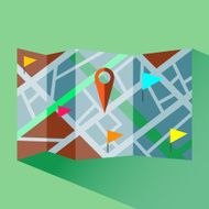 Colorful map with pointers digital vector icon N2