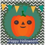 Happy Halloween vector card with pumpkin N2
