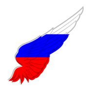 Wing with Russia flag on white background Vector illustration