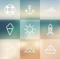 Summer and Vacation Icons Set - Illustration