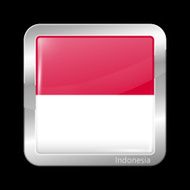 Flag of Indonesia Metallic Icon Square Shape