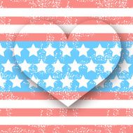 American flag in heart shape USA background