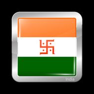 India Jain Variant Flag Metallic Icon Square Shape