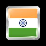 Flag of India Metallic Icon Square Shape