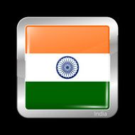 India Variant Flag Metallic Icon Square Shape