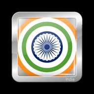 India Variant Flag Metallic Icon Square Shape N2