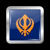 India Nishan Sahib Variant Flag Metallic Icon Square Shape N2