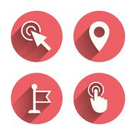 Mouse cursor icon Hand or Flag pointer symbols