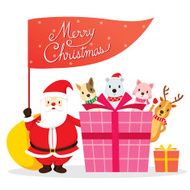 Santa Claus Animals And Gift Box