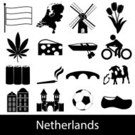 Netherlands country theme symbols icons set eps10