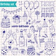 Doodle style set of birthday elements N2
