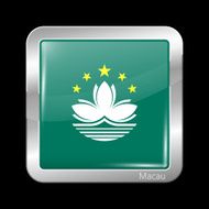 China Flag of Macau Metalic Icon Square Shape